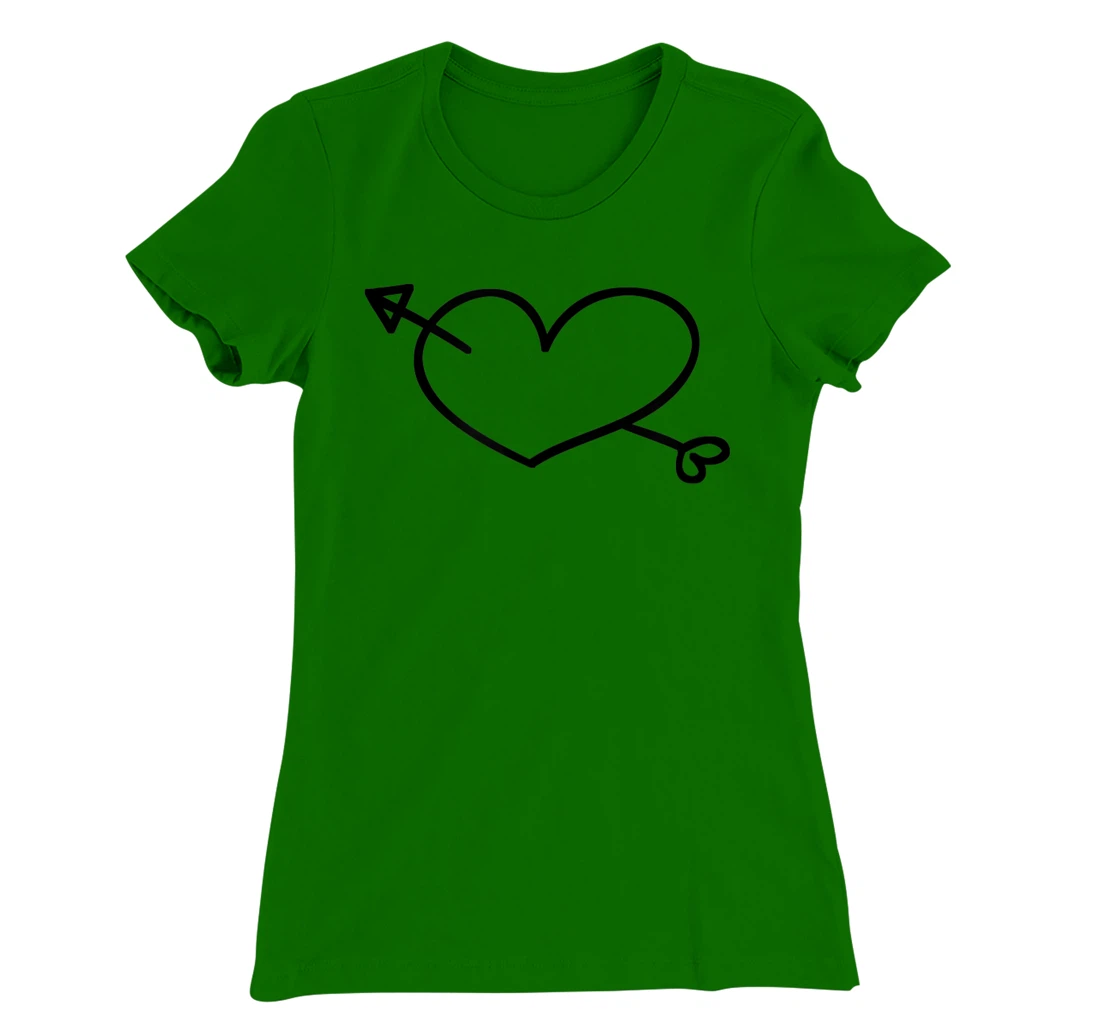 Womens Simple Heart and Arrow Valentine Sweetheart Design T-Shirt, Kid T-Shirt and Women T-Shirt