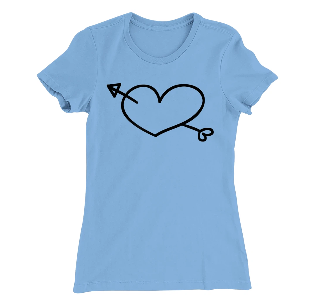 Womens Simple Heart and Arrow Valentine Sweetheart Design T-Shirt, Kid T-Shirt and Women T-Shirt