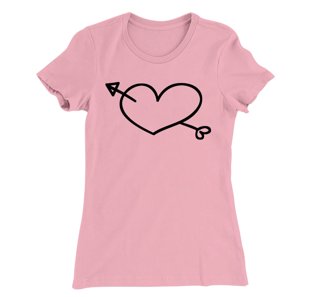 Womens Simple Heart and Arrow Valentine Sweetheart Design T-Shirt, Kid T-Shirt and Women T-Shirt