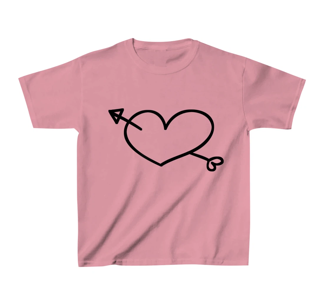 Womens Simple Heart and Arrow Valentine Sweetheart Design T-Shirt, Kid T-Shirt and Women T-Shirt