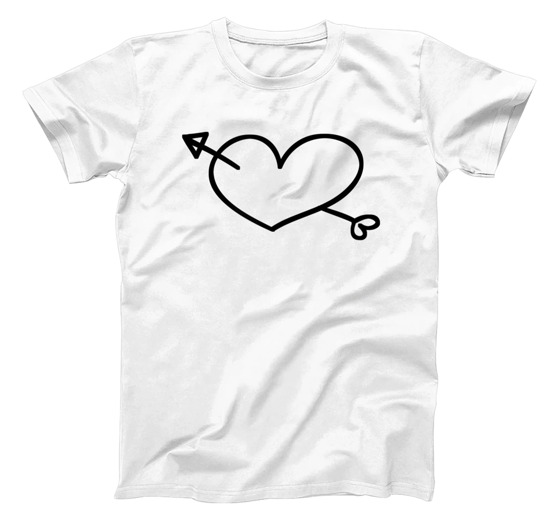 Womens Simple Heart and Arrow Valentine Sweetheart Design T-Shirt, Kid T-Shirt and Women T-Shirt