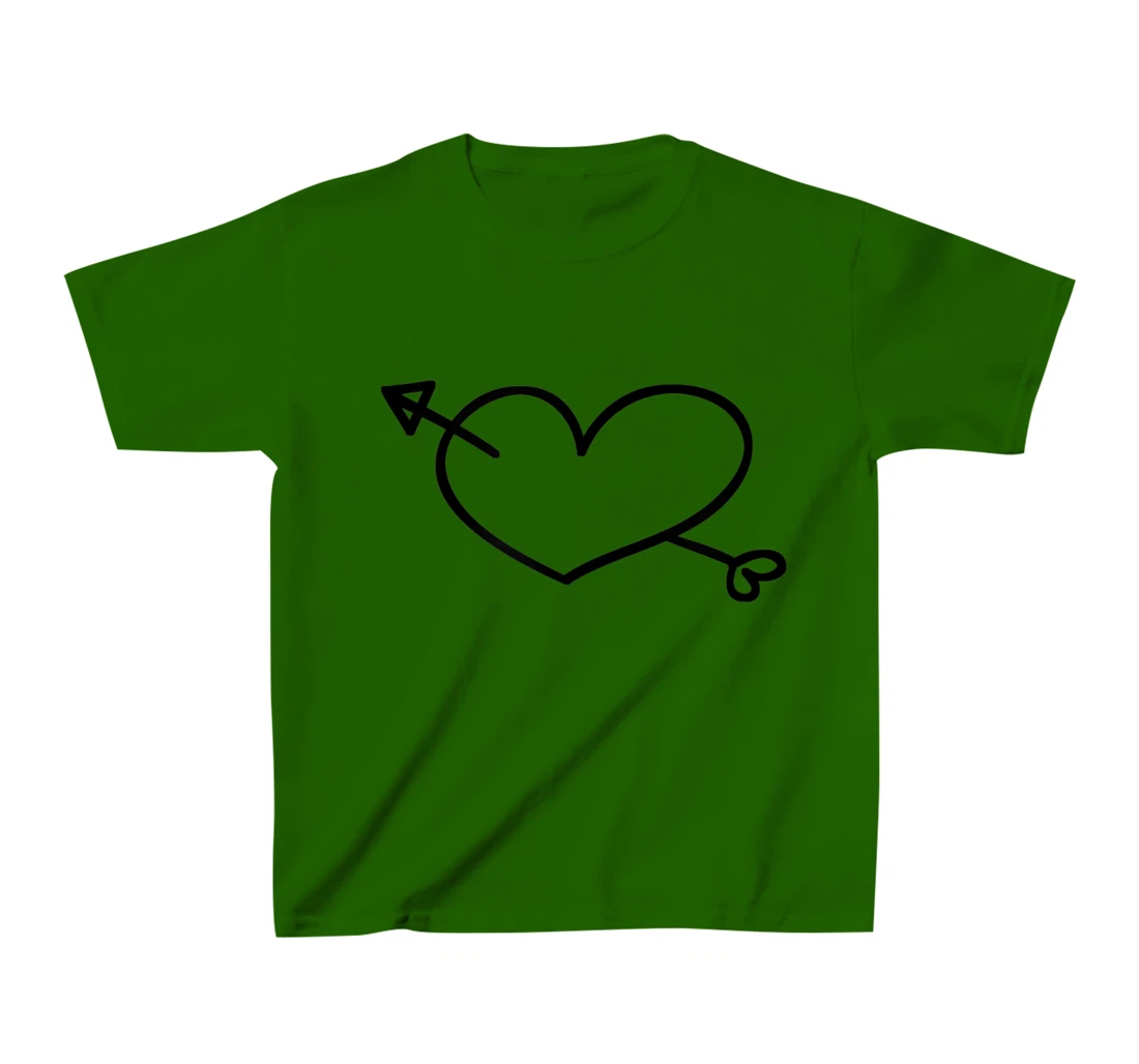 Womens Simple Heart and Arrow Valentine Sweetheart Design T-Shirt, Kid T-Shirt and Women T-Shirt