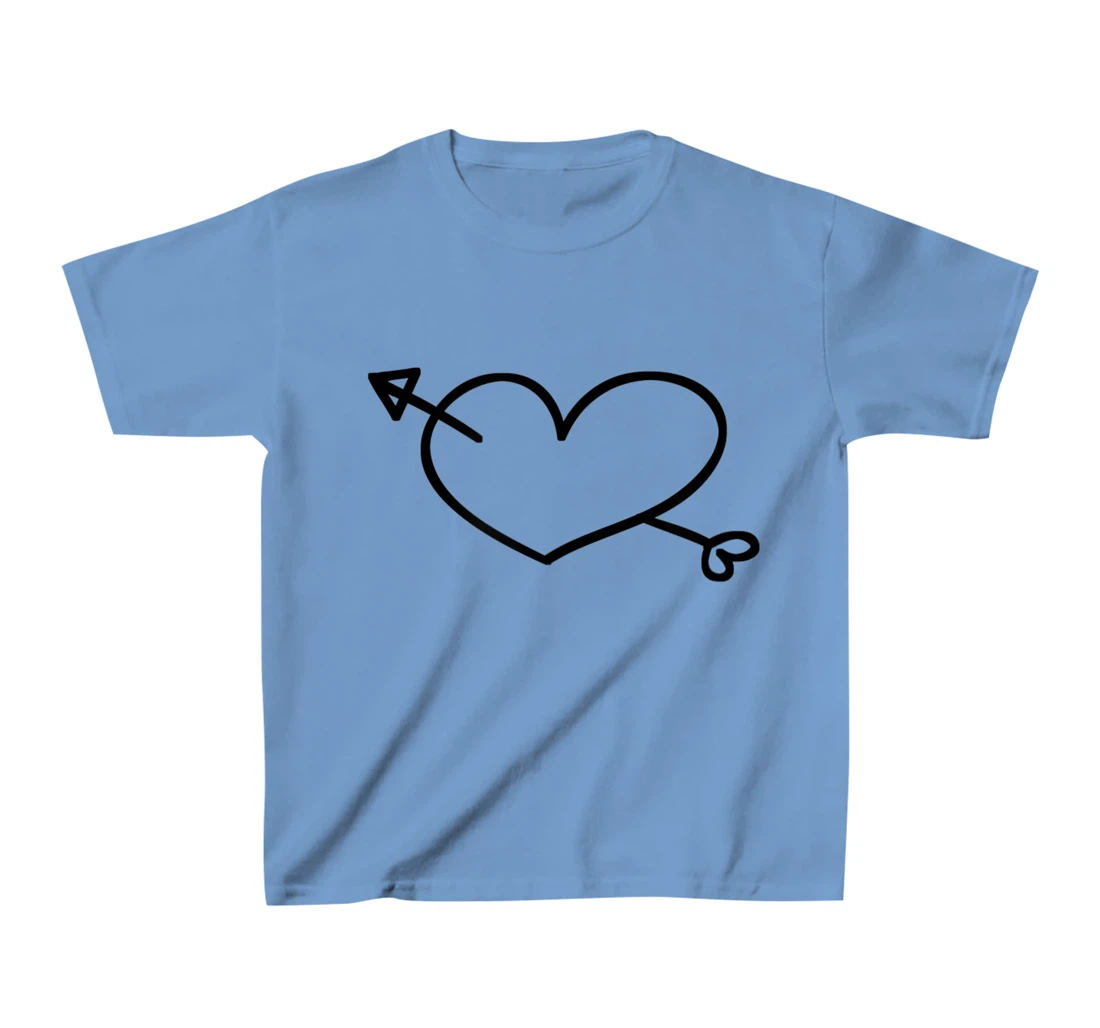 Womens Simple Heart and Arrow Valentine Sweetheart Design T-Shirt, Kid T-Shirt and Women T-Shirt