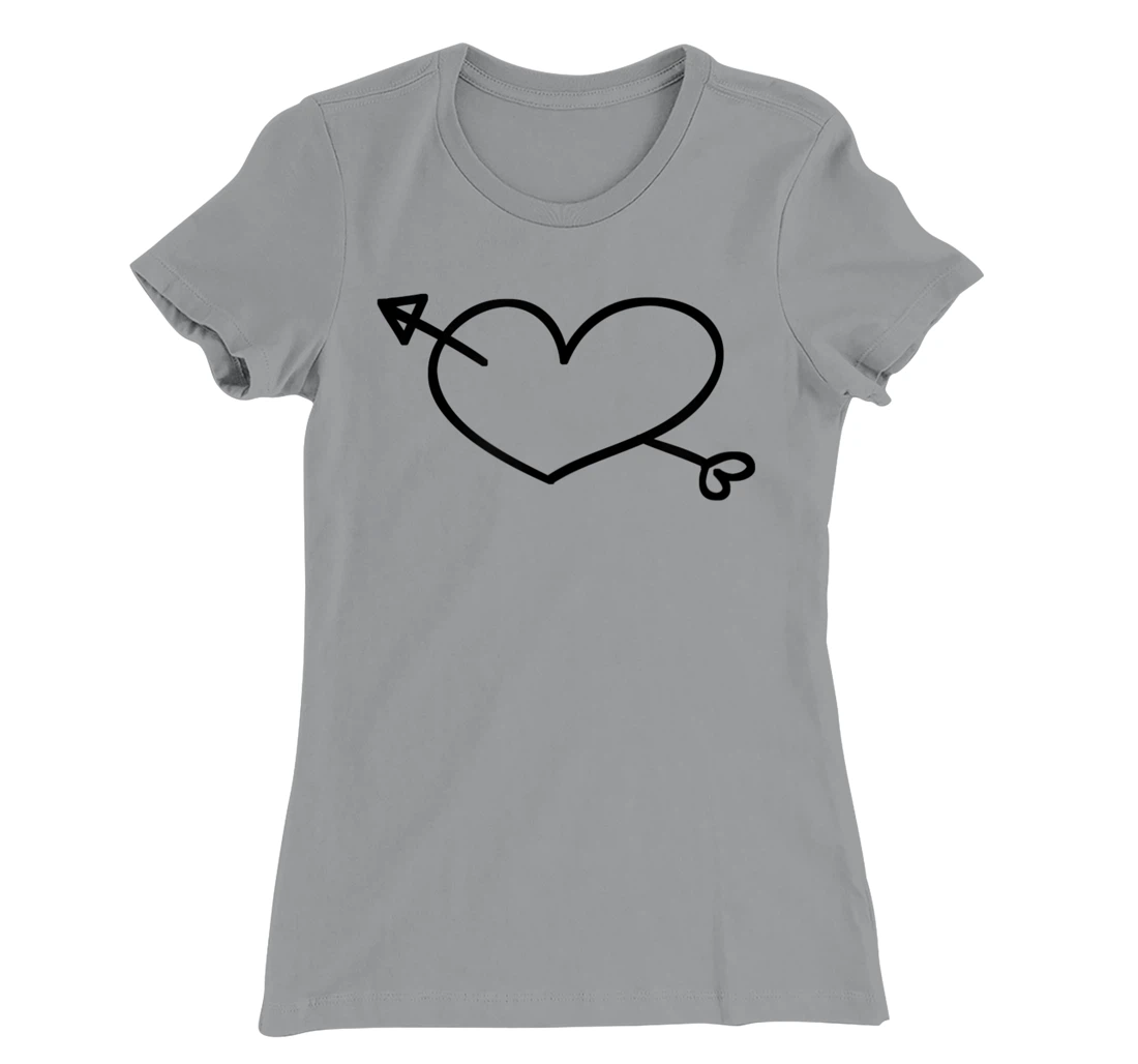 Womens Simple Heart and Arrow Valentine Sweetheart Design T-Shirt, Kid T-Shirt and Women T-Shirt