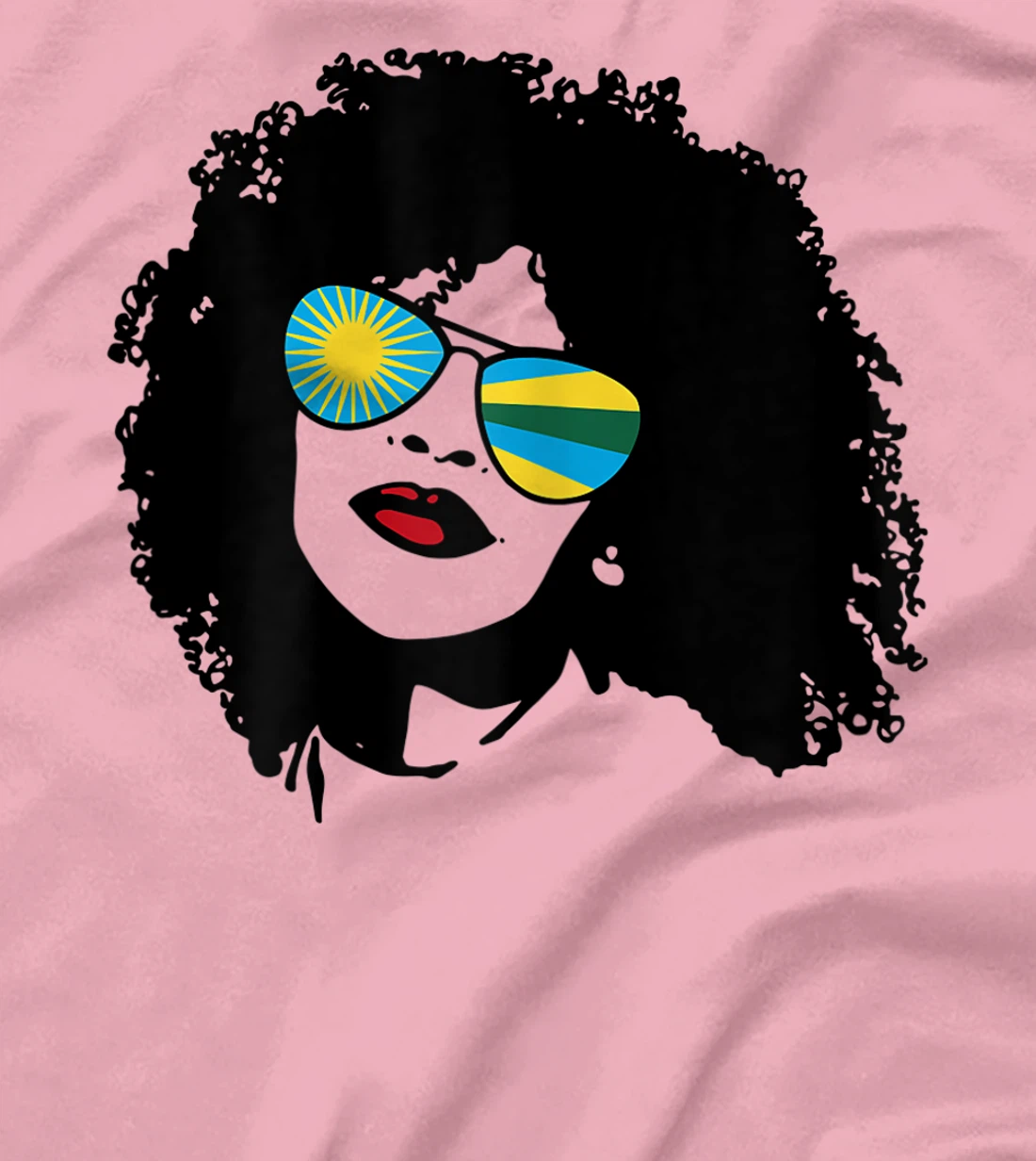 Womens Rwanda Rwandan Woman Black Heritage Cool Afro Shades Flag T-Shirt, Women T-Shirt