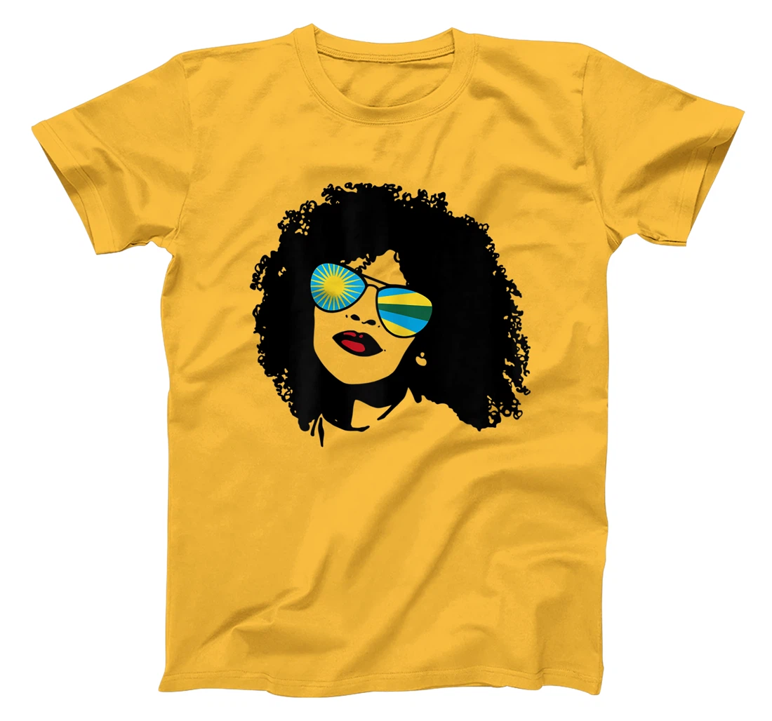 Womens Rwanda Rwandan Woman Black Heritage Cool Afro Shades Flag T-Shirt, Women T-Shirt
