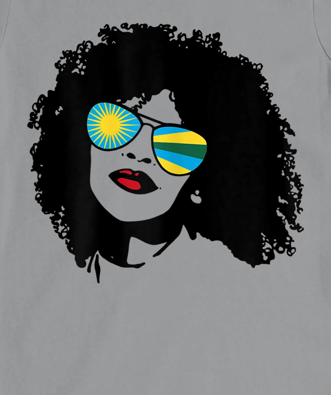 Womens Rwanda Rwandan Woman Black Heritage Cool Afro Shades Flag T-Shirt, Women T-Shirt