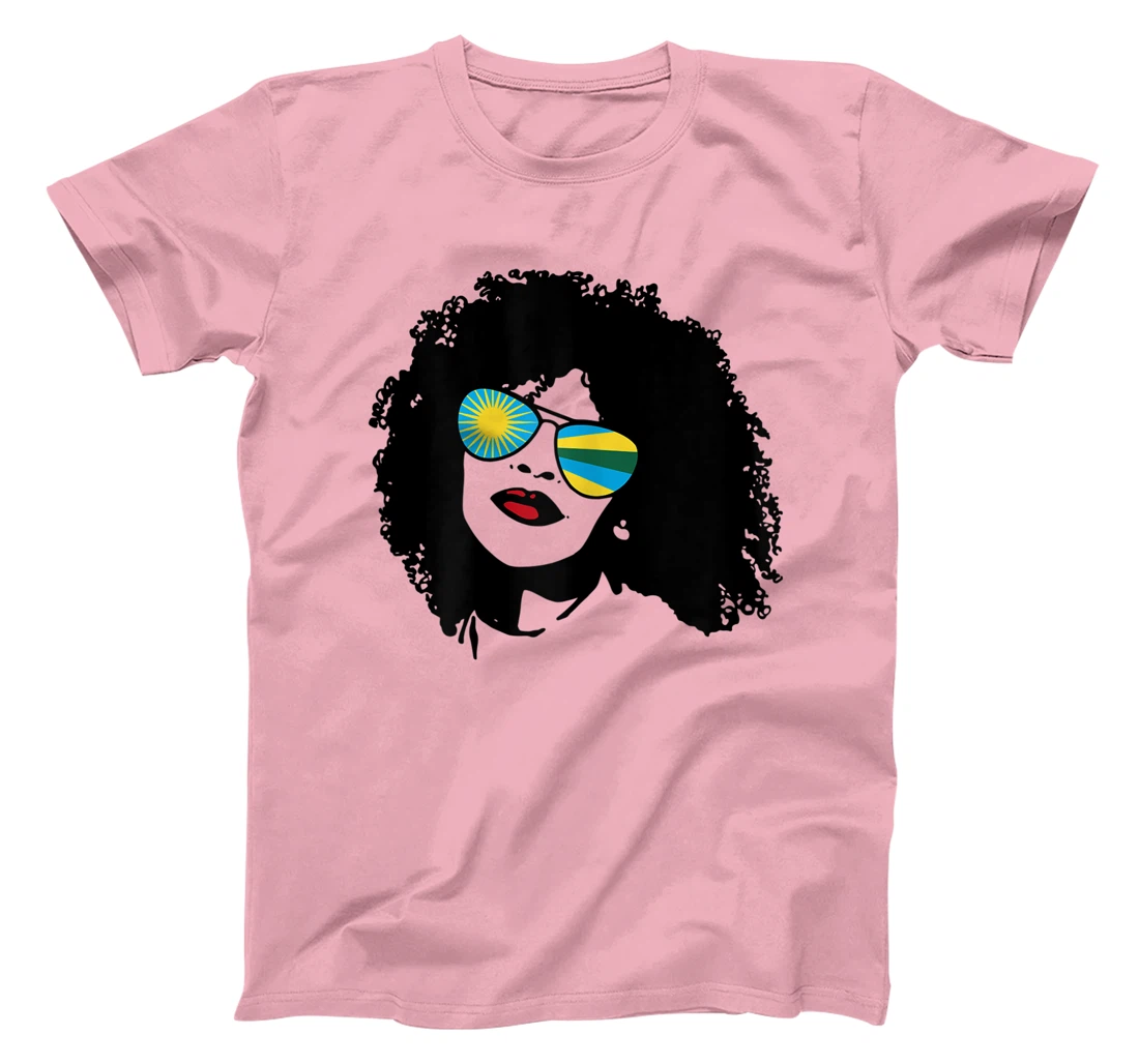Womens Rwanda Rwandan Woman Black Heritage Cool Afro Shades Flag T-Shirt, Women T-Shirt