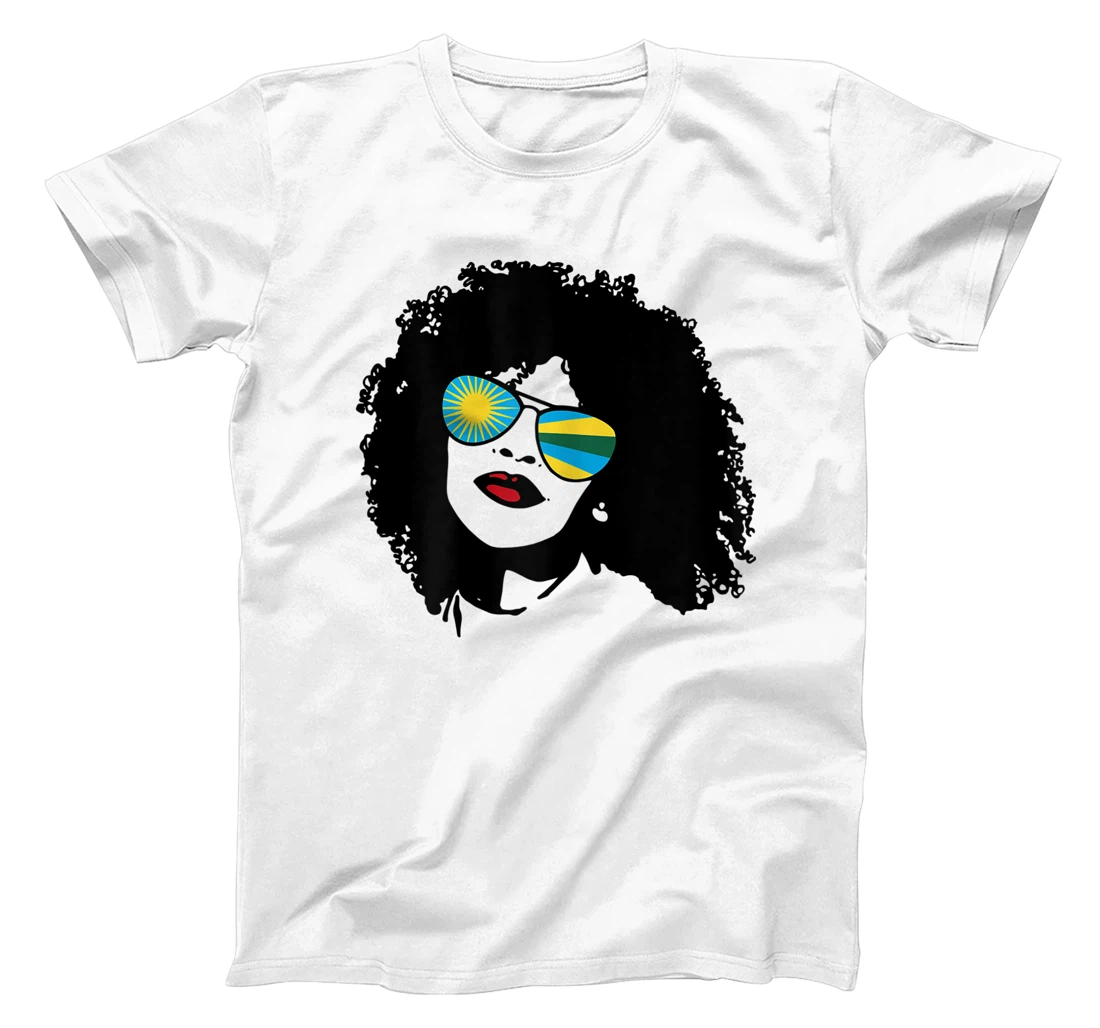 Womens Rwanda Rwandan Woman Black Heritage Cool Afro Shades Flag T-Shirt, Women T-Shirt