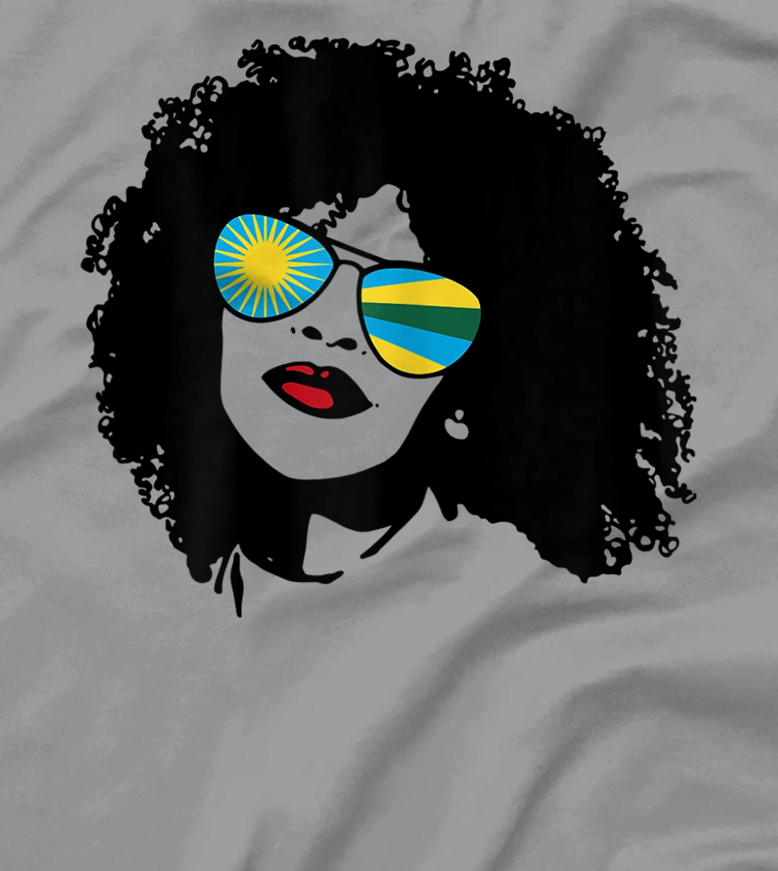 Womens Rwanda Rwandan Woman Black Heritage Cool Afro Shades Flag T-Shirt, Women T-Shirt