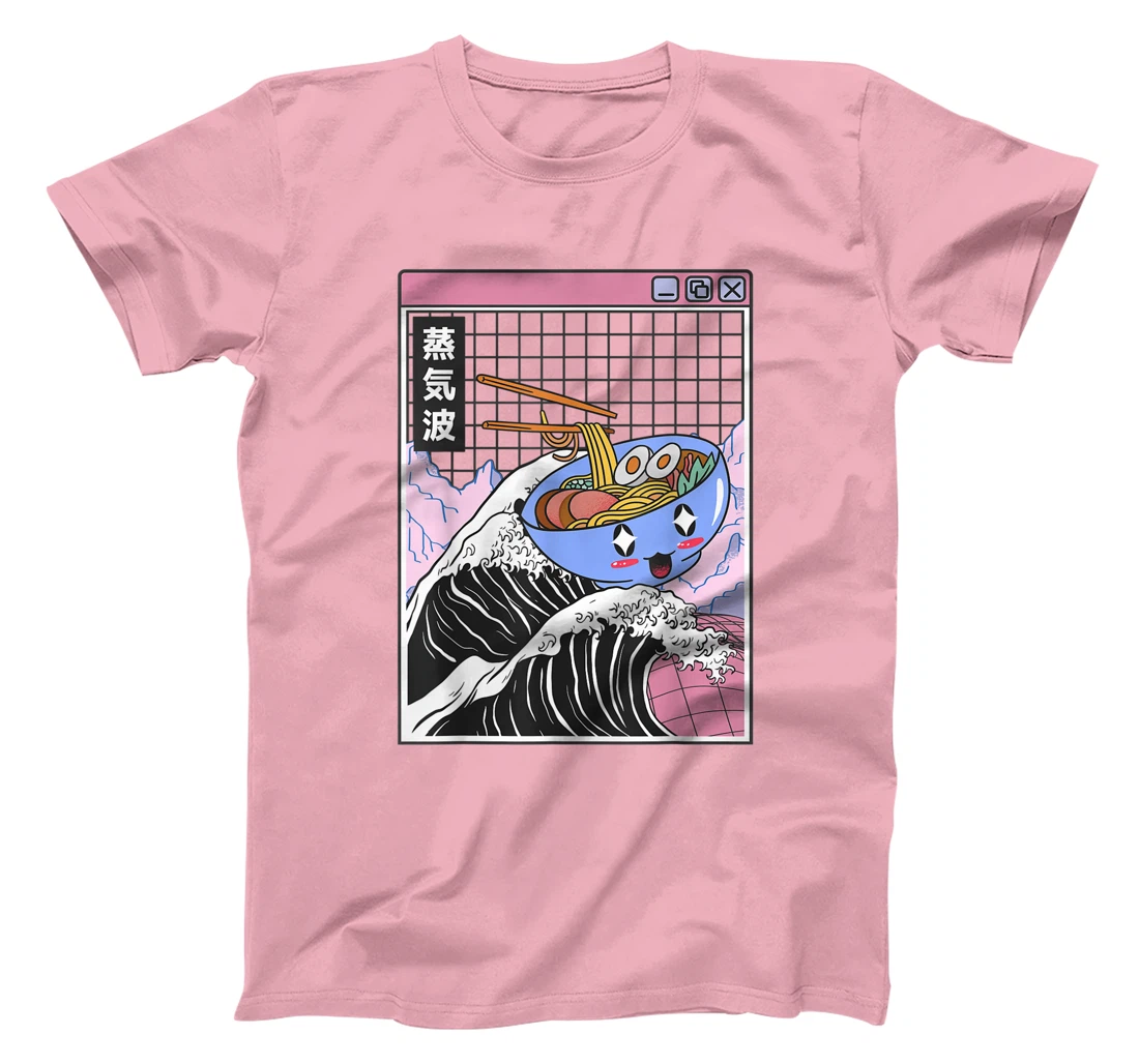 Womens Happy Ramen Bowl Kanagawa Wave Digital Anime 80s Vaporwave T-Shirt, Kid T-Shirt and Women T-Shirt