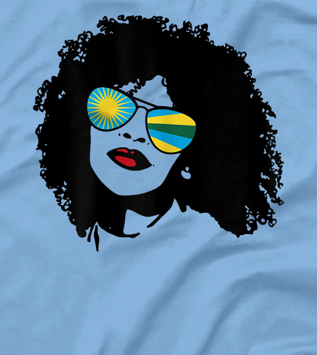 Womens Rwanda Rwandan Woman Black Heritage Cool Afro Shades Flag T-Shirt, Women T-Shirt