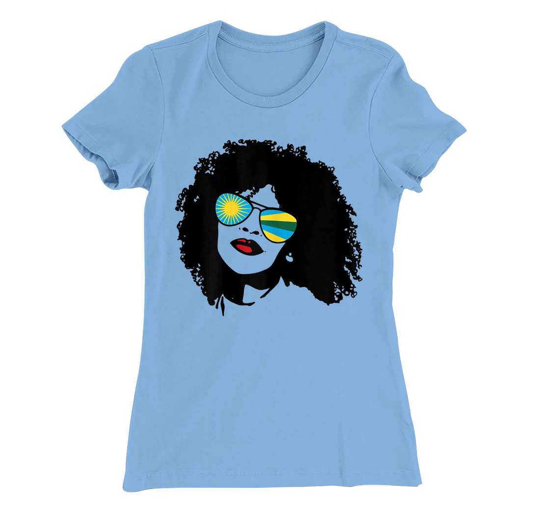 Womens Rwanda Rwandan Woman Black Heritage Cool Afro Shades Flag T-Shirt, Women T-Shirt