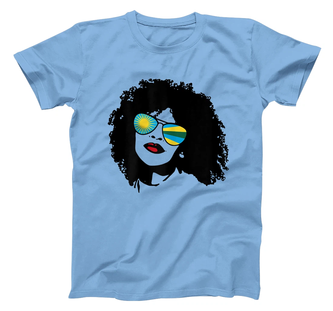 Womens Rwanda Rwandan Woman Black Heritage Cool Afro Shades Flag T-Shirt, Women T-Shirt