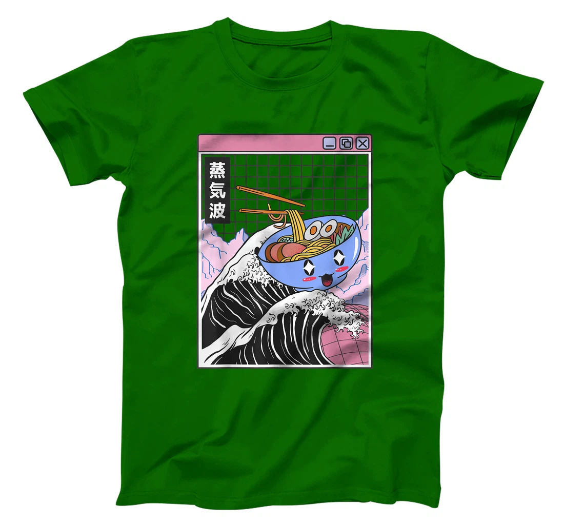 Womens Happy Ramen Bowl Kanagawa Wave Digital Anime 80s Vaporwave T-Shirt, Kid T-Shirt and Women T-Shirt