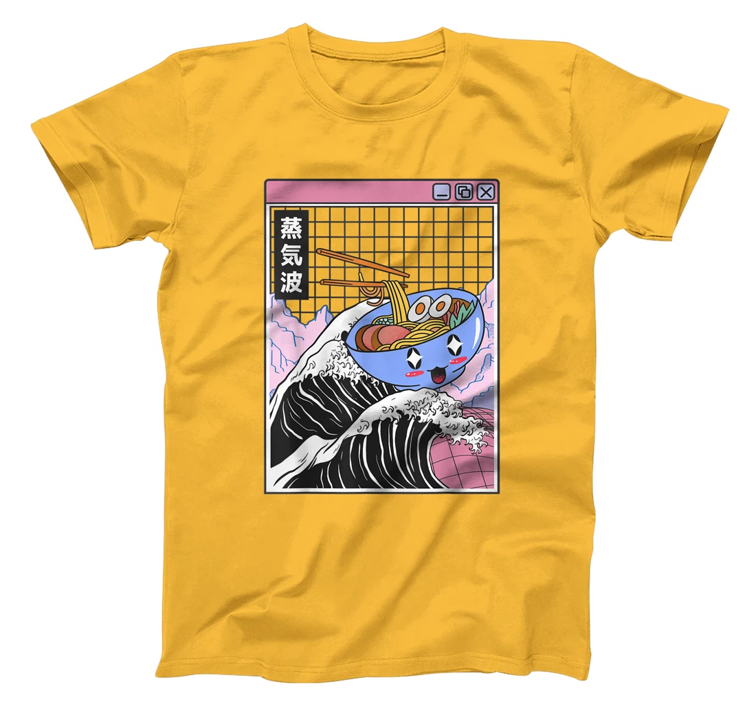 Womens Happy Ramen Bowl Kanagawa Wave Digital Anime 80s Vaporwave T-Shirt, Kid T-Shirt and Women T-Shirt