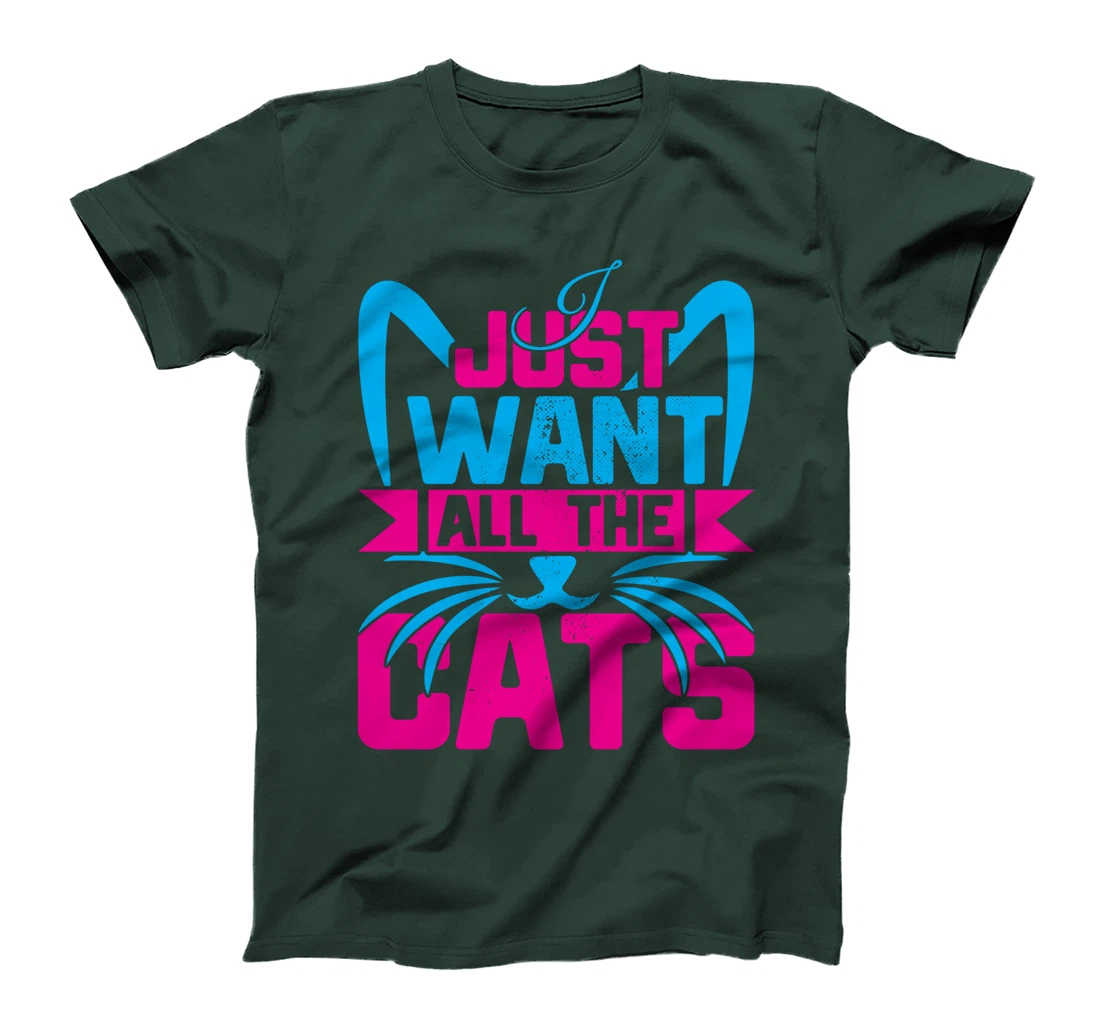 I Just Want All The Cats Funny Kitten Cat Lover Vintage T-Shirt