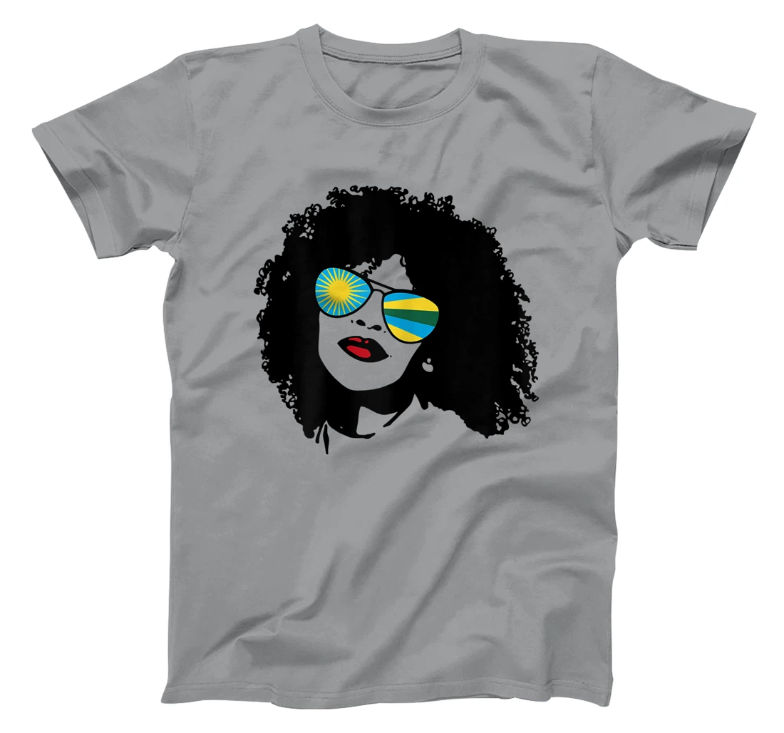 Womens Rwanda Rwandan Woman Black Heritage Cool Afro Shades Flag T-Shirt, Women T-Shirt