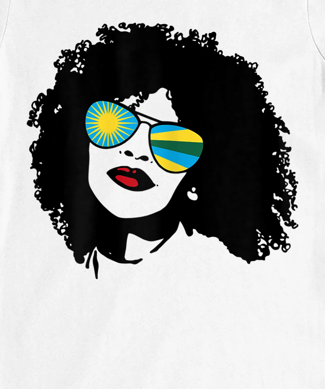 Womens Rwanda Rwandan Woman Black Heritage Cool Afro Shades Flag T-Shirt, Women T-Shirt