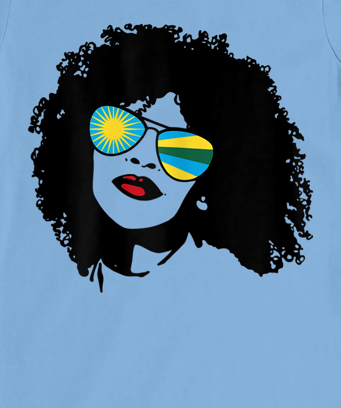 Womens Rwanda Rwandan Woman Black Heritage Cool Afro Shades Flag T-Shirt, Women T-Shirt