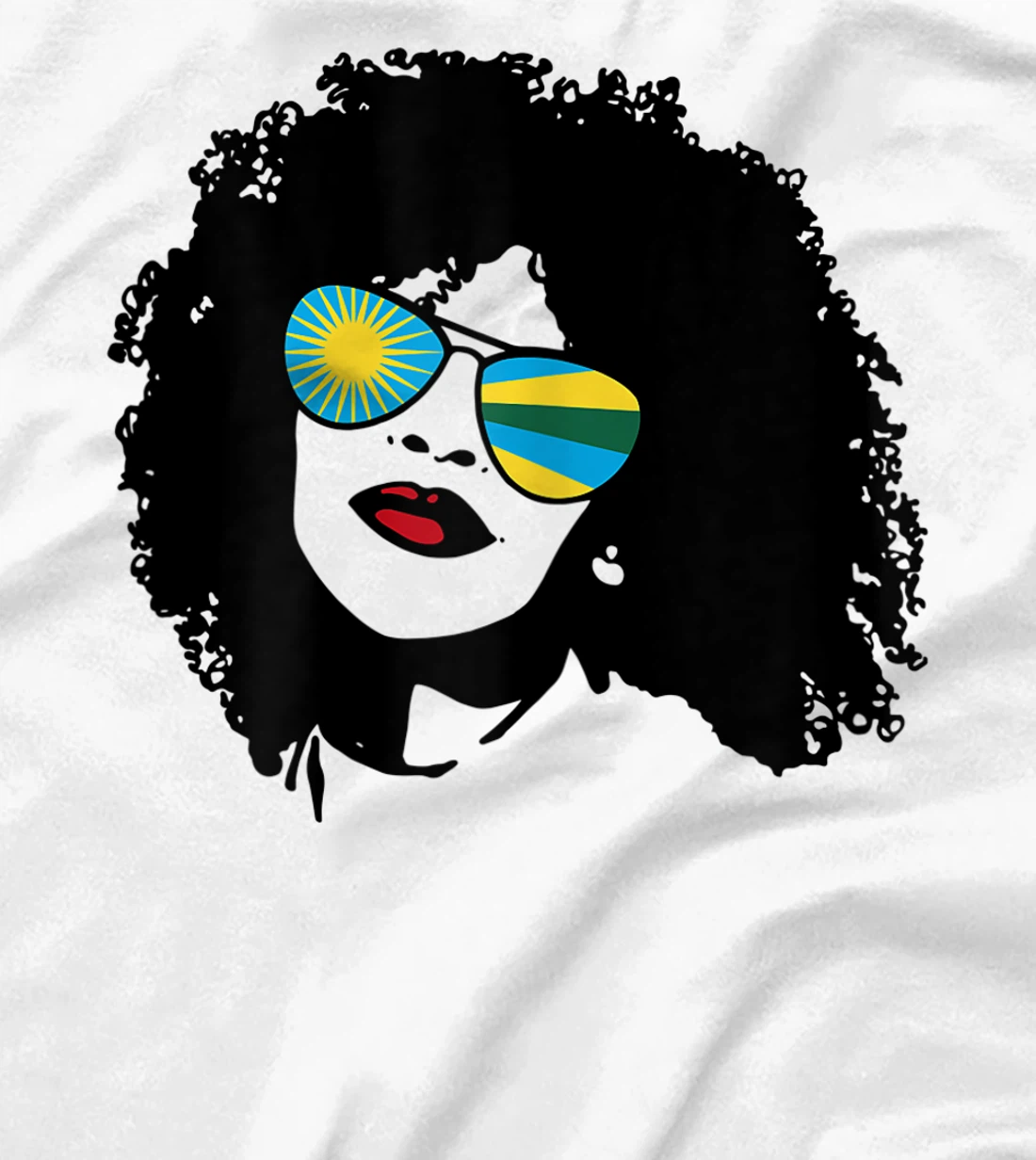 Womens Rwanda Rwandan Woman Black Heritage Cool Afro Shades Flag T-Shirt, Women T-Shirt