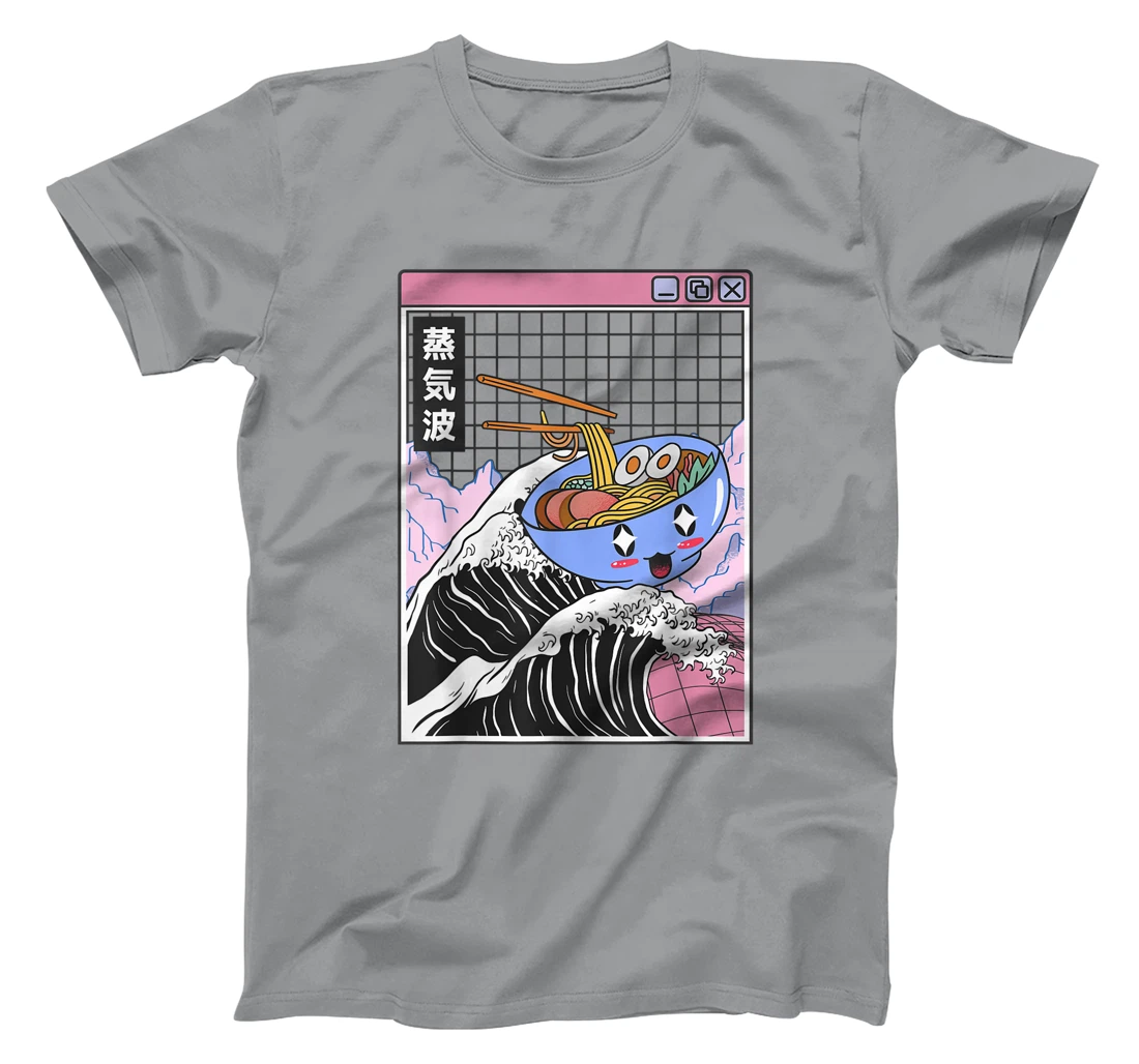 Womens Happy Ramen Bowl Kanagawa Wave Digital Anime 80s Vaporwave T-Shirt, Kid T-Shirt and Women T-Shirt