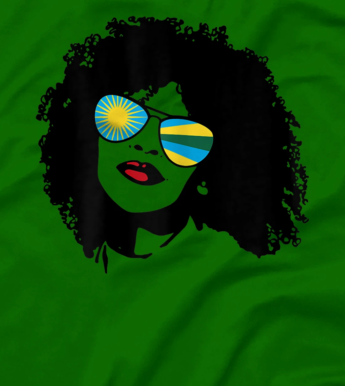 Womens Rwanda Rwandan Woman Black Heritage Cool Afro Shades Flag T-Shirt, Women T-Shirt