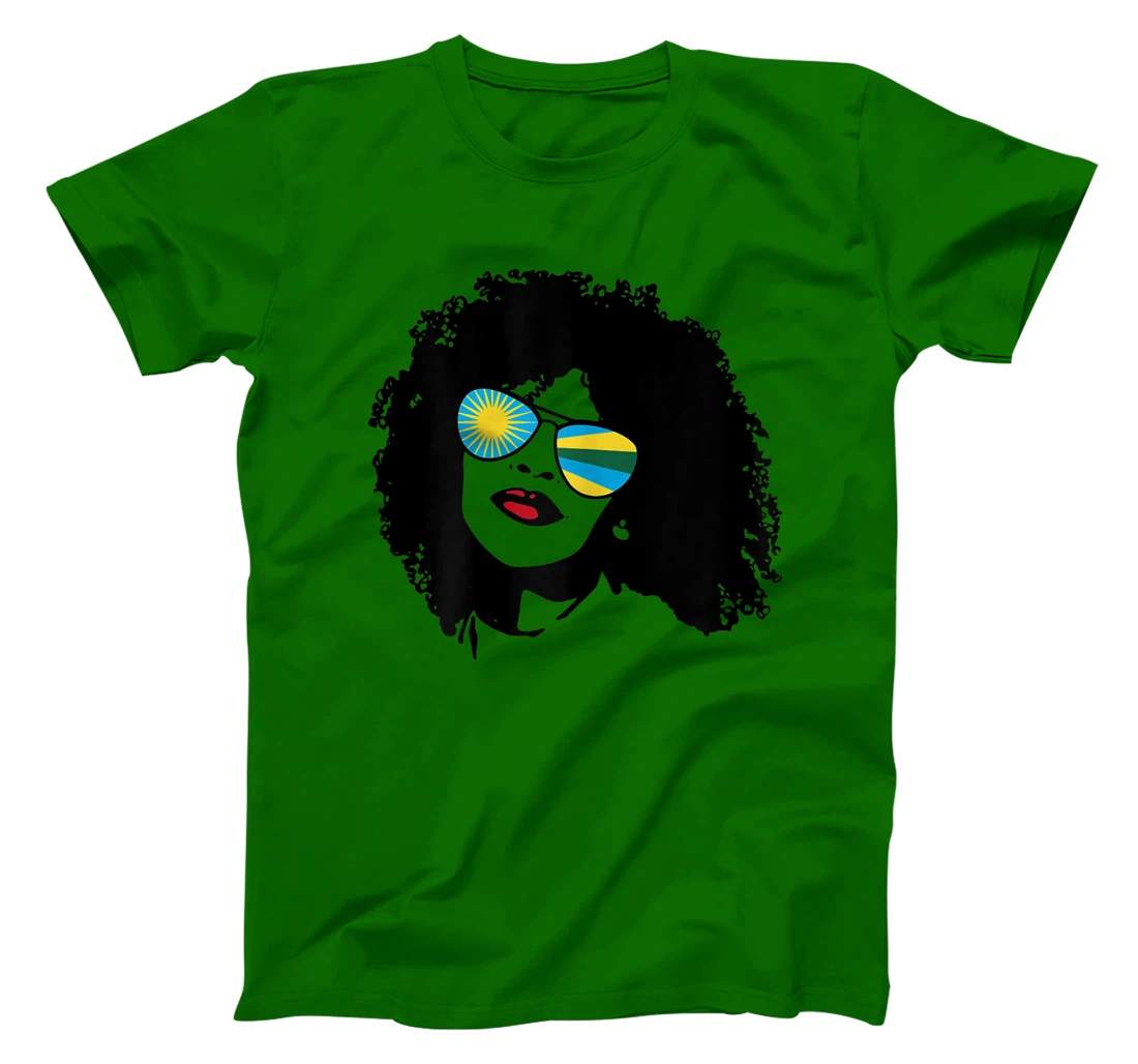Womens Rwanda Rwandan Woman Black Heritage Cool Afro Shades Flag T-Shirt, Women T-Shirt