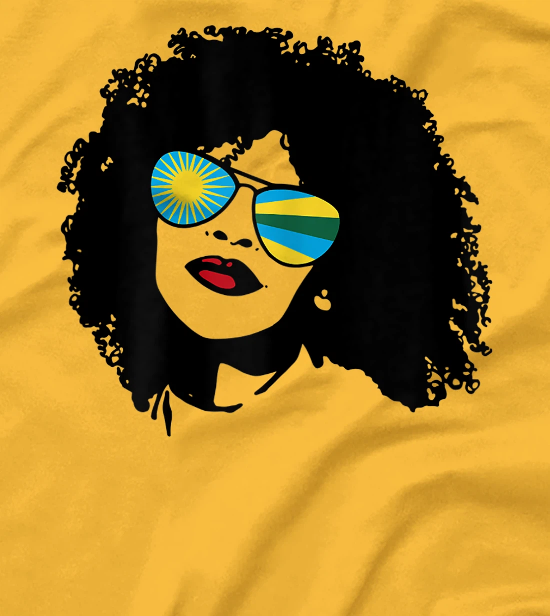 Womens Rwanda Rwandan Woman Black Heritage Cool Afro Shades Flag T-Shirt, Women T-Shirt