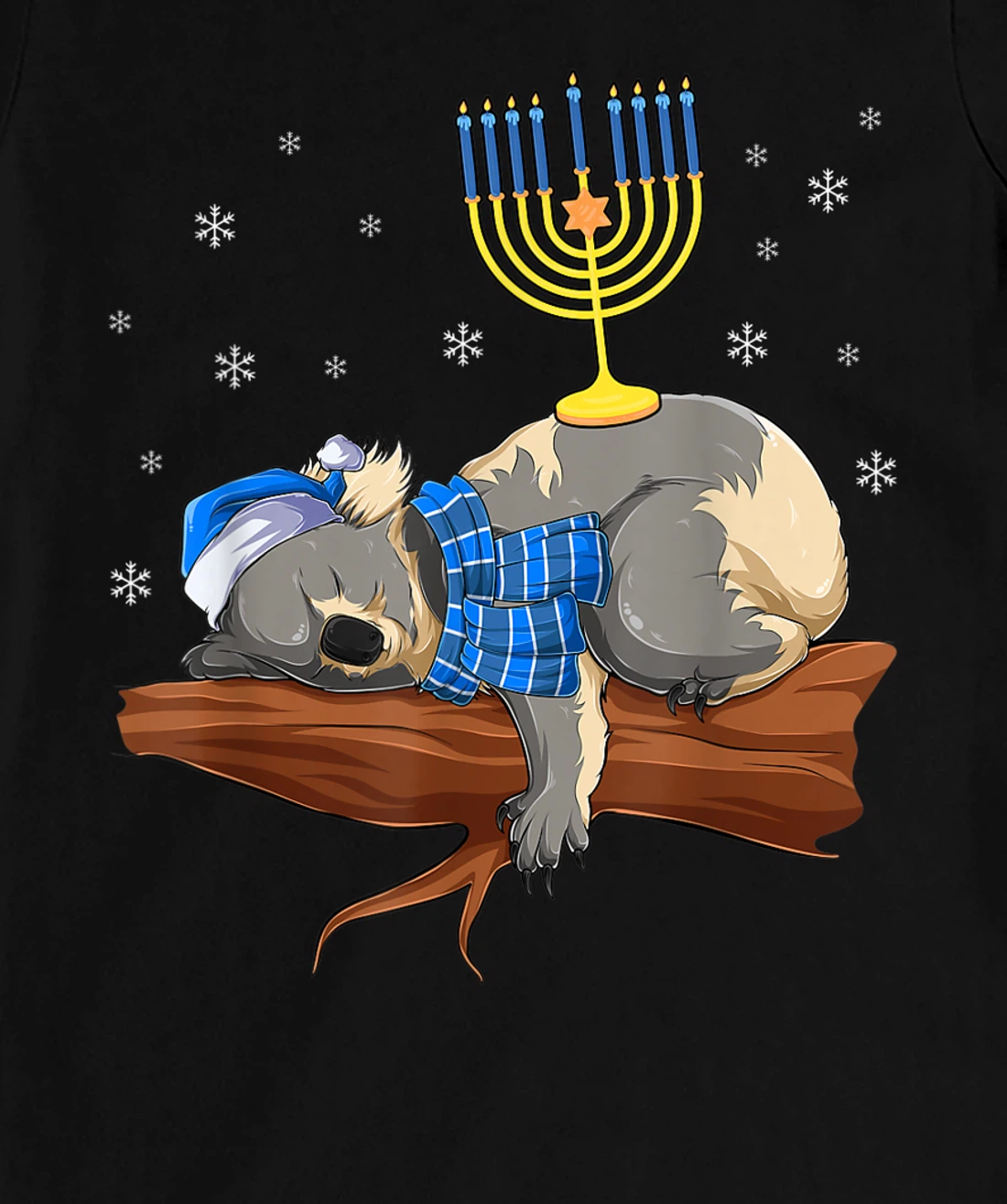 Sleeping Sloth Menorah Hanukkah Chanukah Animal Jewish Gift T-Shirt, Women T-Shirt