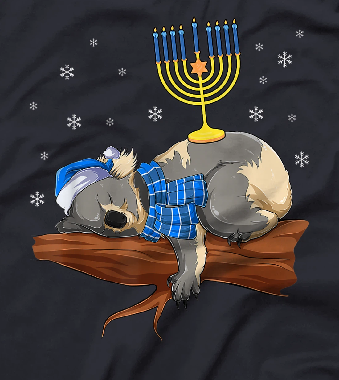 Sleeping Sloth Menorah Hanukkah Chanukah Animal Jewish Gift T-Shirt, Women T-Shirt