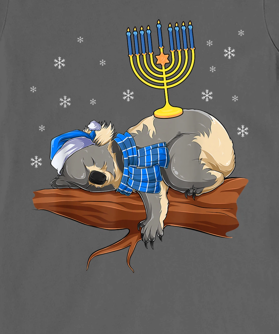Sleeping Sloth Menorah Hanukkah Chanukah Animal Jewish Gift T-Shirt, Women T-Shirt