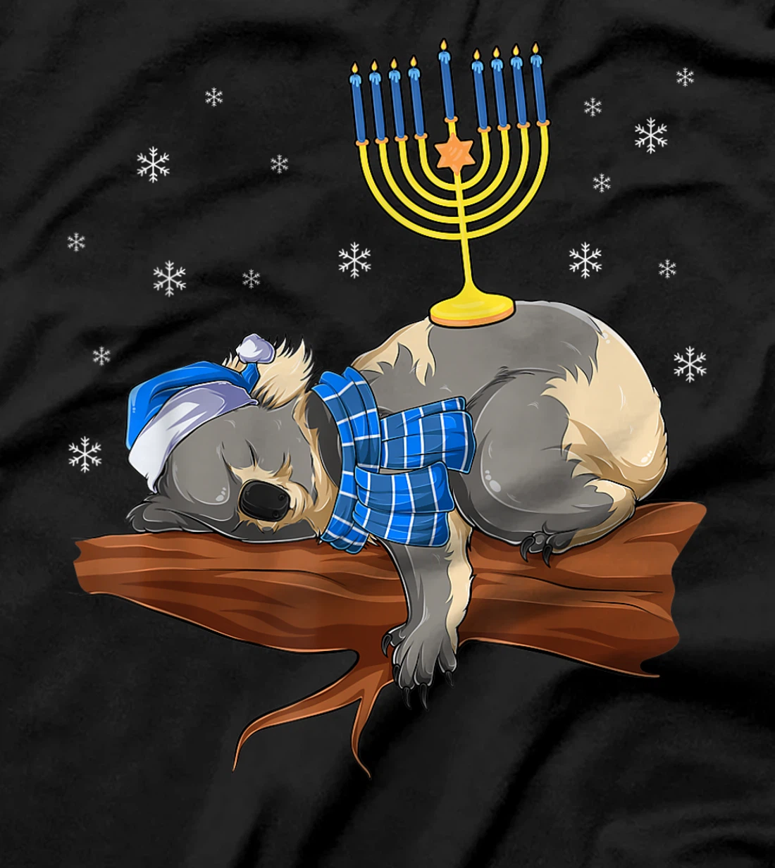 Sleeping Sloth Menorah Hanukkah Chanukah Animal Jewish Gift T-Shirt, Women T-Shirt
