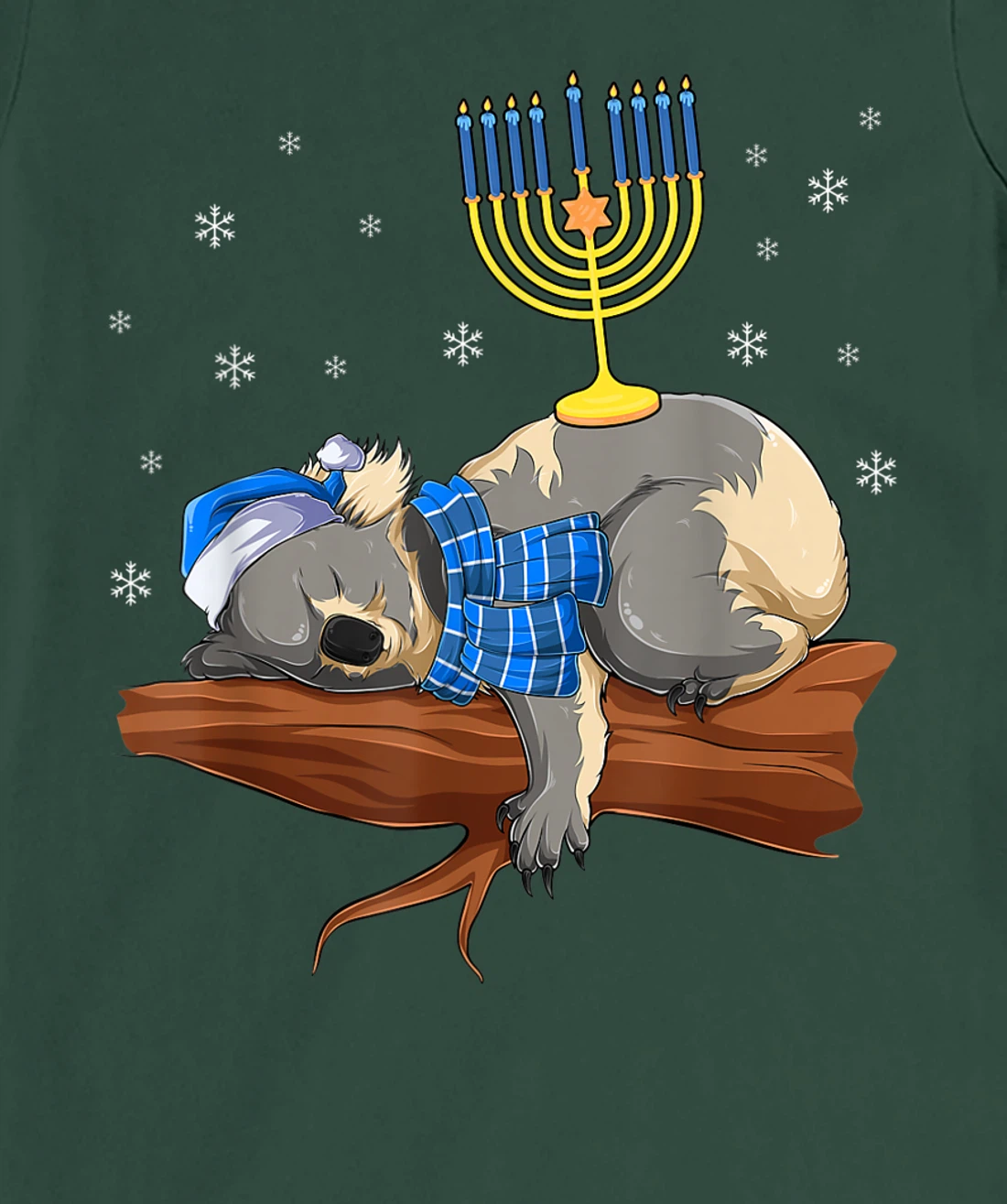 Sleeping Sloth Menorah Hanukkah Chanukah Animal Jewish Gift T-Shirt, Women T-Shirt
