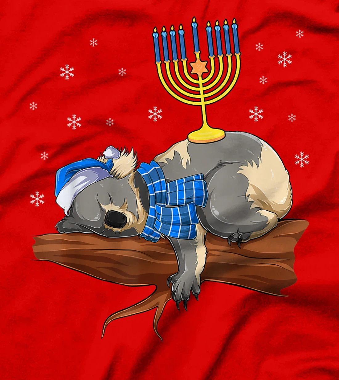 Sleeping Sloth Menorah Hanukkah Chanukah Animal Jewish Gift T-Shirt, Women T-Shirt
