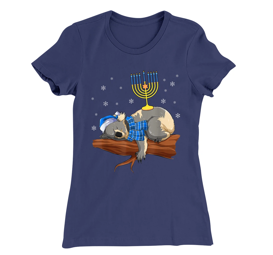 Sleeping Sloth Menorah Hanukkah Chanukah Animal Jewish Gift T-Shirt, Women T-Shirt