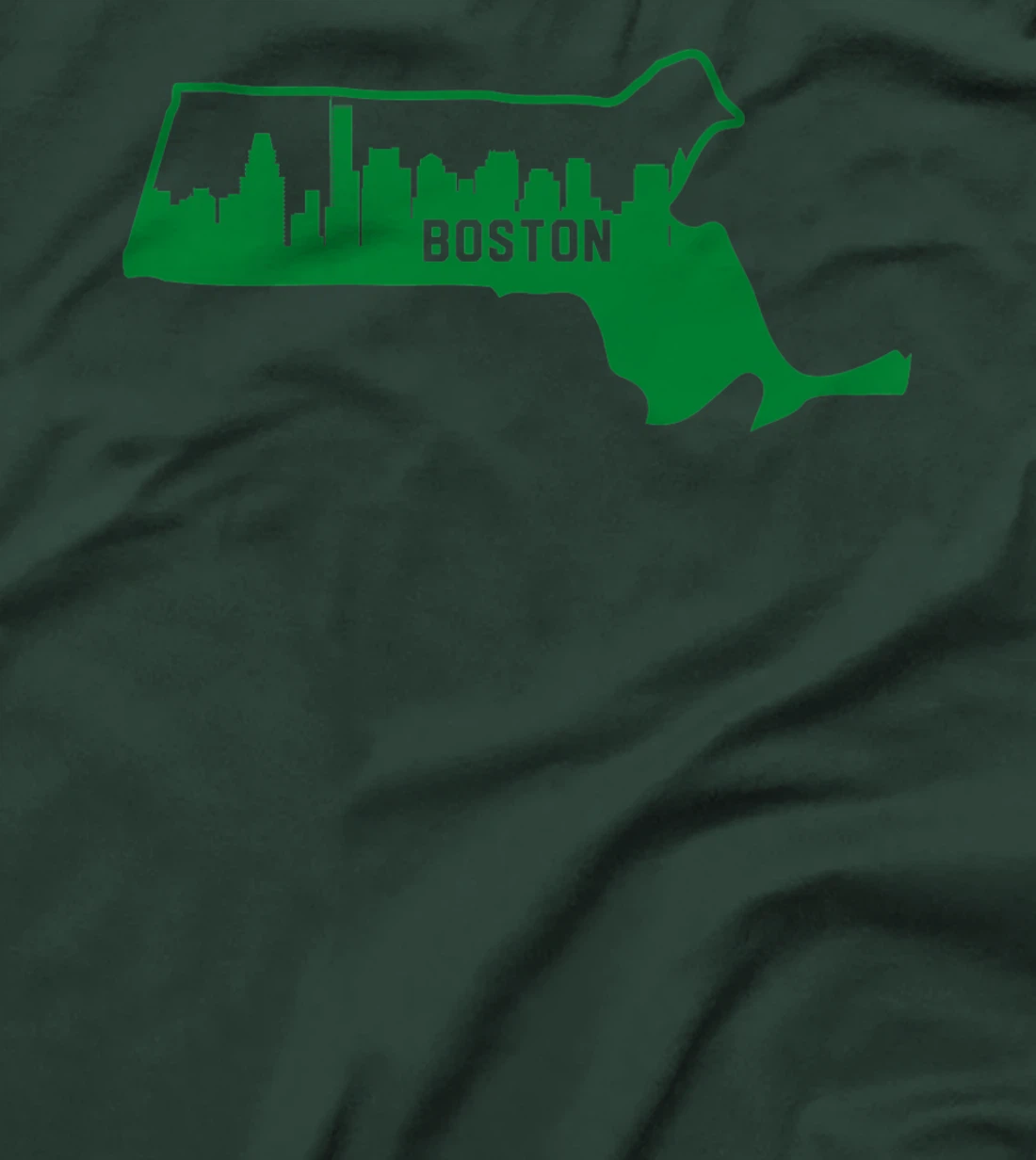 Cool Green Massachusetts State Outline Boston City Skyline T-Shirt, Kid T-Shirt and Women T-Shirt
