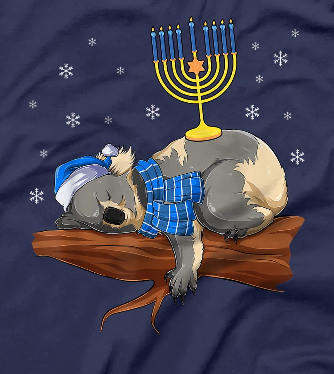 Sleeping Sloth Menorah Hanukkah Chanukah Animal Jewish Gift T-Shirt, Women T-Shirt