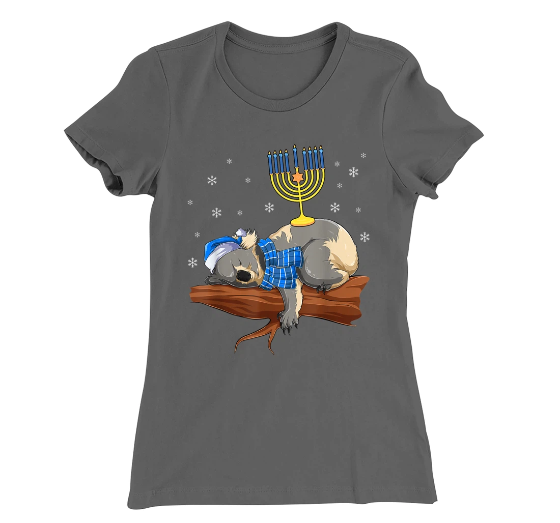 Sleeping Sloth Menorah Hanukkah Chanukah Animal Jewish Gift T-Shirt, Women T-Shirt