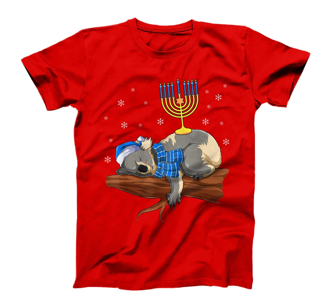 Sleeping Sloth Menorah Hanukkah Chanukah Animal Jewish Gift T-Shirt, Women T-Shirt