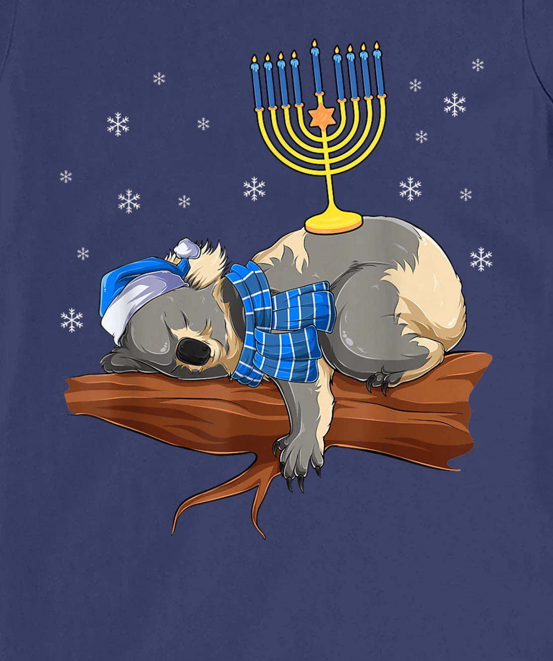 Sleeping Sloth Menorah Hanukkah Chanukah Animal Jewish Gift T-Shirt, Women T-Shirt