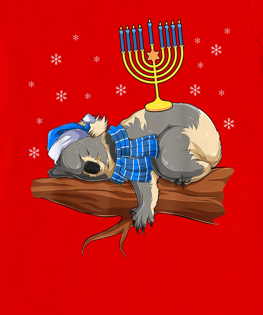 Sleeping Sloth Menorah Hanukkah Chanukah Animal Jewish Gift T-Shirt, Women T-Shirt