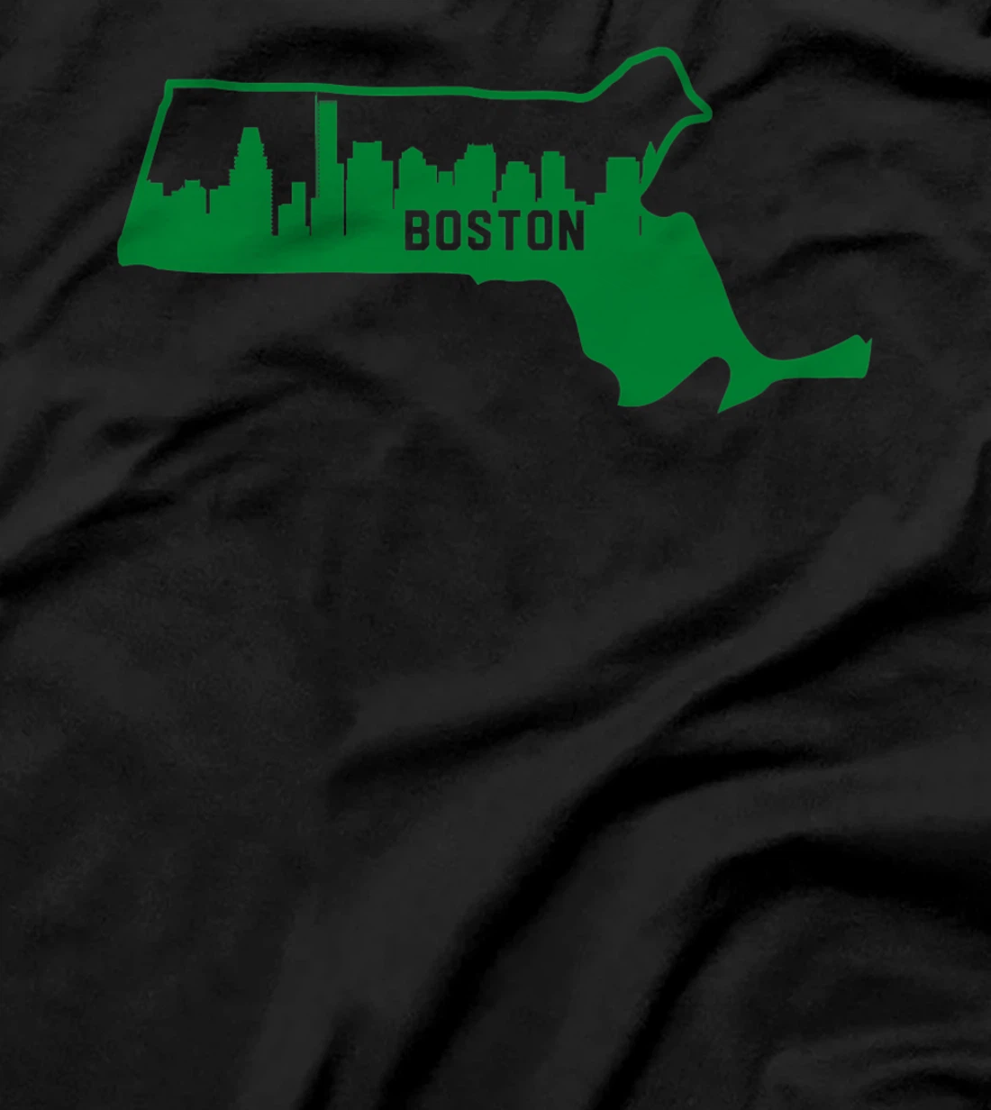Cool Green Massachusetts State Outline Boston City Skyline T-Shirt, Kid T-Shirt and Women T-Shirt