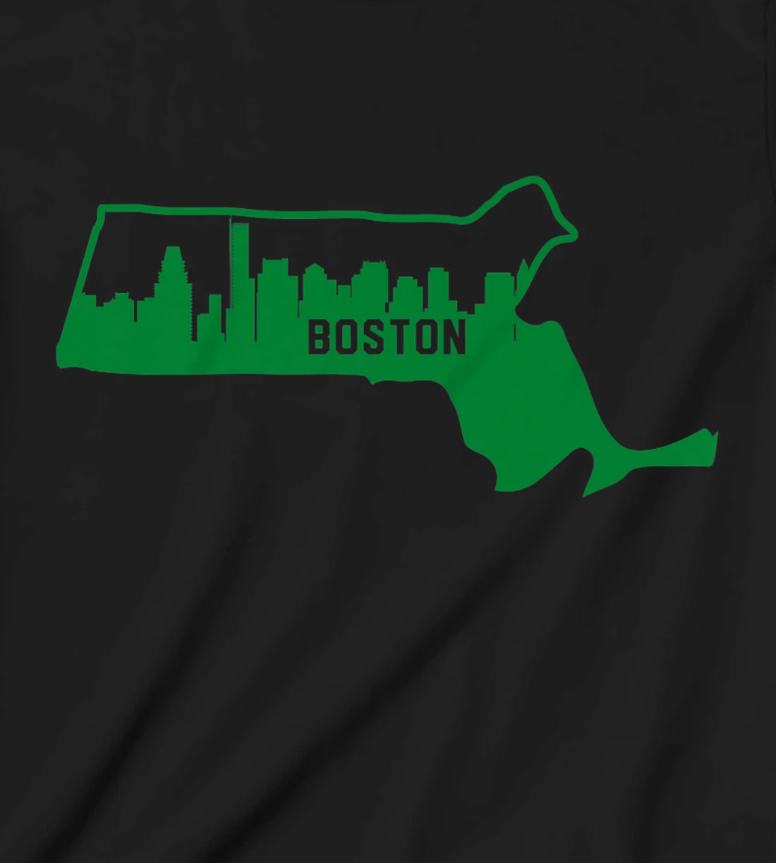 Cool Green Massachusetts State Outline Boston City Skyline T-Shirt, Kid T-Shirt and Women T-Shirt