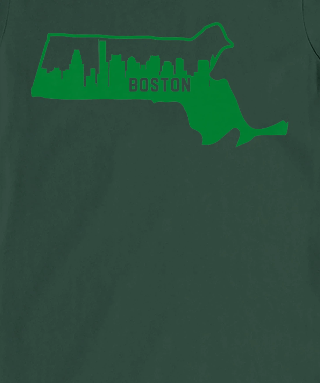Cool Green Massachusetts State Outline Boston City Skyline T-Shirt, Kid T-Shirt and Women T-Shirt