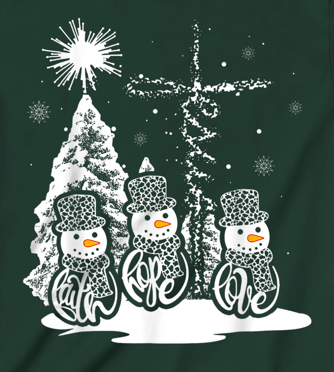 Jesus Faith Hope Love Snowman Funny Xmas For Christian T-Shirt, Kid T-Shirt and Women T-Shirt