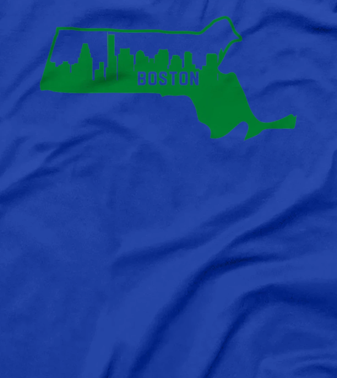 Cool Green Massachusetts State Outline Boston City Skyline T-Shirt, Kid T-Shirt and Women T-Shirt