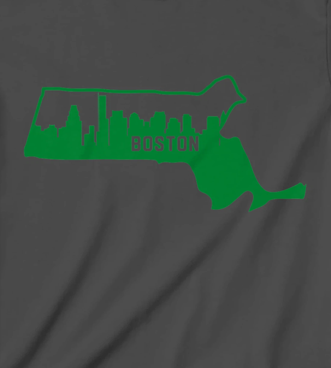 Cool Green Massachusetts State Outline Boston City Skyline T-Shirt, Kid T-Shirt and Women T-Shirt