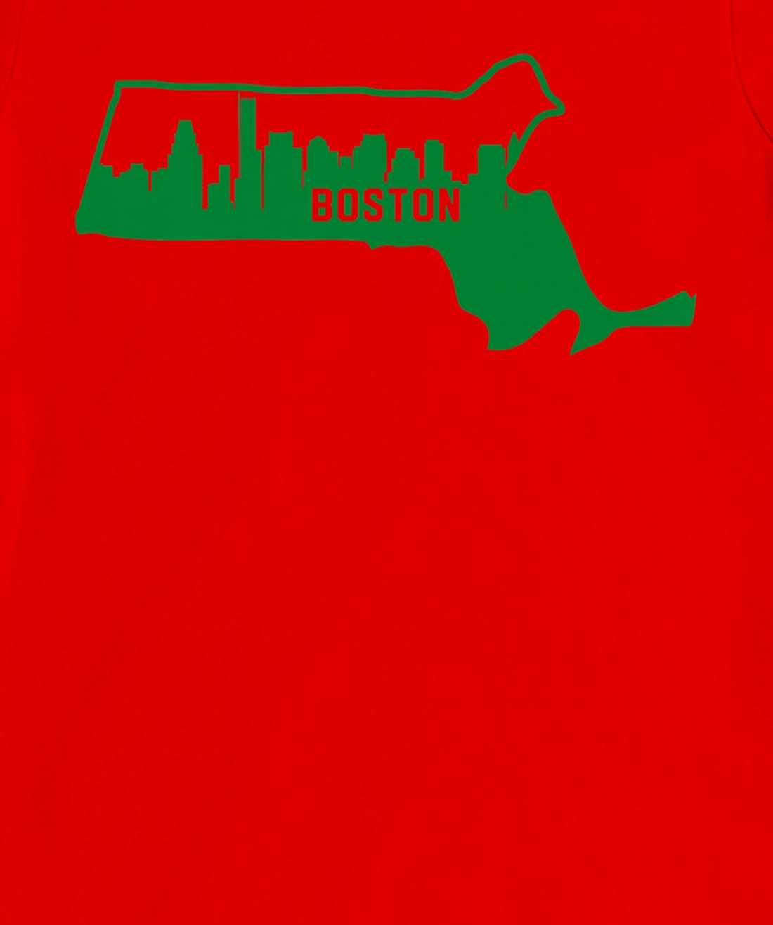 Cool Green Massachusetts State Outline Boston City Skyline T-Shirt, Kid T-Shirt and Women T-Shirt