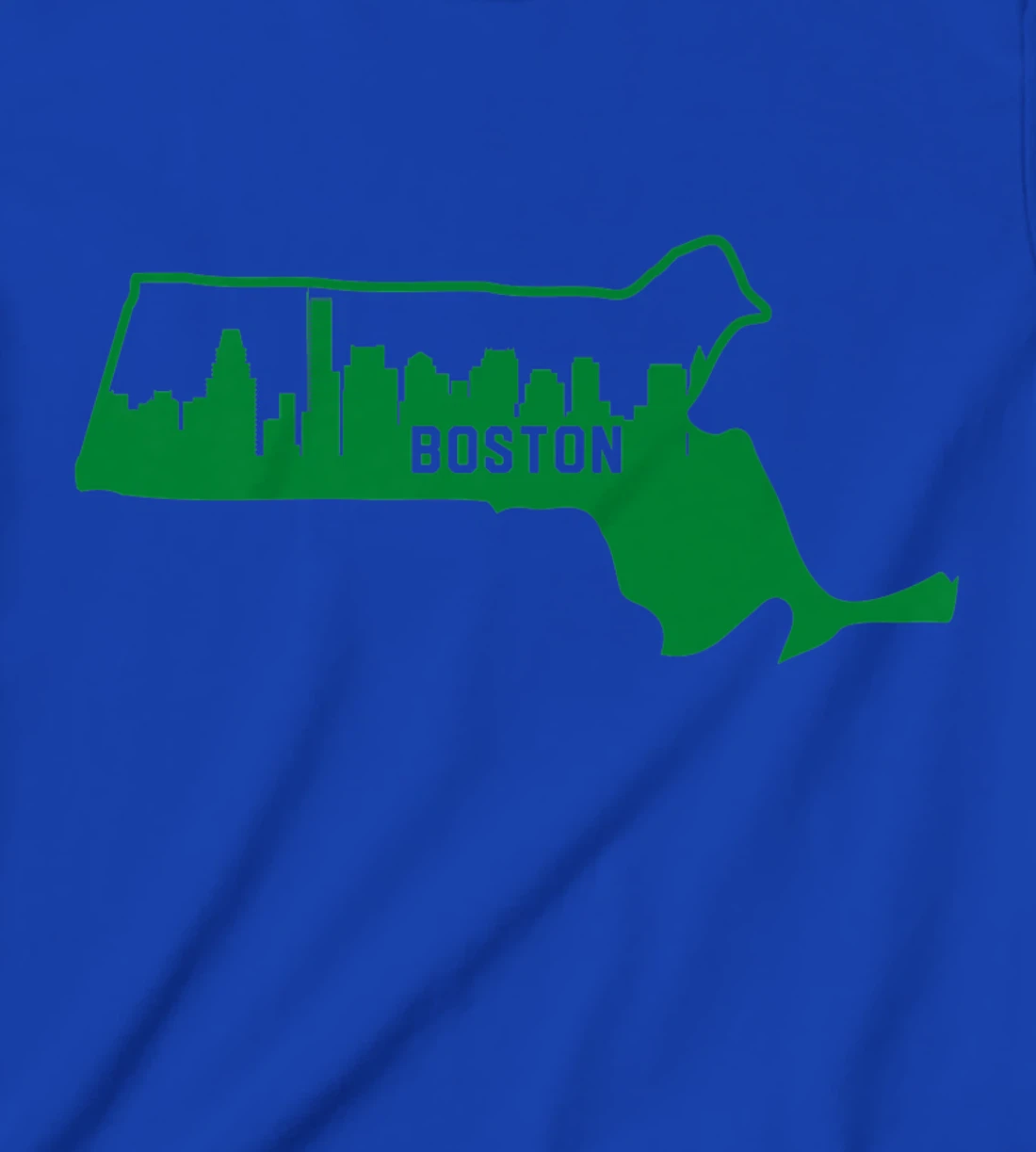Cool Green Massachusetts State Outline Boston City Skyline T-Shirt, Kid T-Shirt and Women T-Shirt